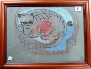 Jarman,Study of a cat in a basket,Bellmans Fine Art Auctioneers GB 2019-01-22