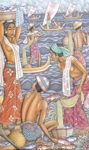 Jati Dewa Nyoman 1940,Nelayan di Pantai,Larasati ID 2021-09-26