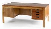 JAUSLIN Hans, Johannes 1909-1958,A free-standing oak desk with teak top. . Man,1950,Bruun Rasmussen 2008-01-15