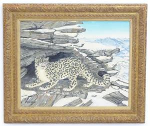 JAUSS ANNE MARIE 1900-1900,A winter landscape with a snow leopard,Claydon Auctioneers UK 2022-08-28