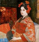 JAVOR Pal 1880-1923,Woman in Japanese Kimono,Kieselbach HU 2005-12-16