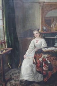 JAY Hamilton 1800-1800,Interior scene with seated young woman with book w,Cuttlestones GB 2019-12-04