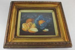 Jayloz W,still life with oranges and blue paper,Henry Adams GB 2017-08-10