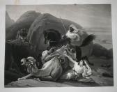JAZET Jean Pierre Marie 1788-1871,Famille arabe surprise par un lion,1860,Eric Caudron FR 2022-06-29