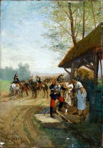 JAZET Paul Léon 1848-1918,La Halte des Soldats.,Galerie Moderne BE 2020-06-22