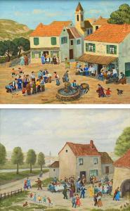 Jean AXATARD,The village square with a game of pétanque; A vill,2021,Woolley & Wallis 2023-12-13