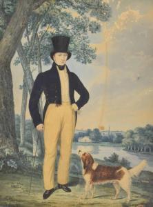 JEAN Roger 1783-1828,A Gentleman wearing a top hat with his dog in a co,Gardiner Houlgate 2019-03-27