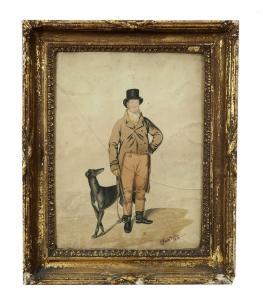 JEAN Roger 1783-1828,A huntsman standing in riding boots with a long wh,1813,Adams IE 2015-10-13