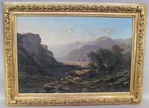JEANNIOT Pierre Alexandre 1826-1892,Berger sonnant de la corne en montagne (A,1854,Auxerre Enchères 2017-10-01