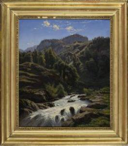 JEANNIOT Pierre Alexandre,Torrent en montagne sous un ciel bleu,1853,Conan-Auclair 2022-01-25