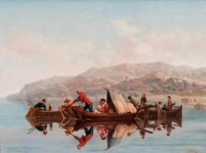 JEANRON Philippe Auguste 1810-1877,Idyl with Fishing Boats,Stahl DE 2016-02-20