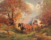 Jefferson Miles 1886-1957,Western scene with horse drawn covered wagon,Ripley Auctions US 2007-04-29