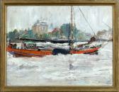 JEFFERYS Marcel 1872-1924,Le bateau rouge,Galerie Moderne BE 2021-10-11