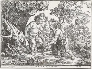 JEGHER Christoffel 1596-1653,Infant Christ and St. John the Baptist Playing wi,1635,Swann Galleries 2023-05-11