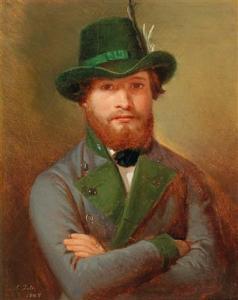 Jele Caspar 1814-1893,Portrait of a Huntsman,1848,Palais Dorotheum AT 2018-02-27