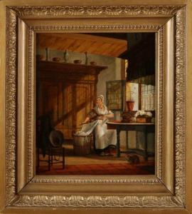 JELGERHUIS Johannes Rienksz,Fries interior with hand woman,1821,Twents Veilinghuis 2020-01-10