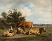 JELINK Hendrikus Johannes 1808-1846,Hütebub, vier Schafe und zwei Kühe hütend, in wei,1829,Leo Spik 2009-12-03