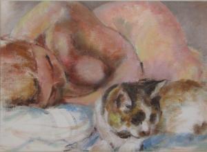 JENKINS Michael 1957,Ashia lying beside cat,John Taylors GB 2021-11-16