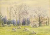 JENKINS Norman 1927,Sheep outside ecclesiastical buildings,1909,Andrew Smith and Son GB 2007-02-20