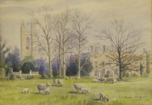 JENKINS Norman 1927,Sheep outside ecclesiastical buildings,1909,Andrew Smith and Son GB 2007-02-20