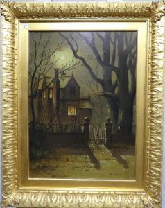 JENKINS Wilfred 1857-1936,Moonlit house with garden gate and trees,1885,Chilcotts GB 2022-04-09