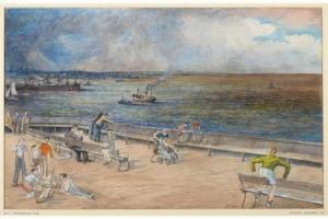 JENKINSON Geoffrey 1900-1900,Hull Corporation Pier with figures,1954,Tennant's GB 2015-11-14