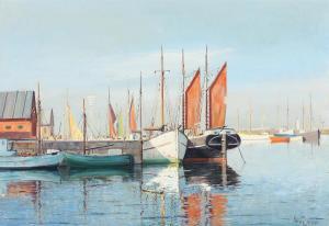 JENSEN Arup 1906-1956,Habour scenery with ships,Bruun Rasmussen DK 2023-11-06