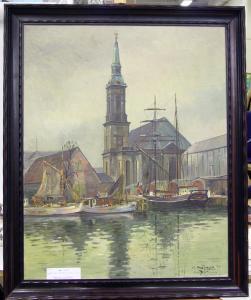 JENSEN Arup 1906-1956,"Kristians kirken, amager Kristianshavn".,Auktionskompaniet SE 2007-10-14