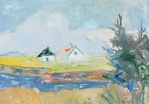 JENSEN Axel P 1885-1972,Landscape with houses and riverside,Bruun Rasmussen DK 2024-04-16