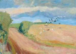 JENSEN Eigil Wendelboe 1899-1940,Landscape with flying seagulls,1936,Bruun Rasmussen DK 2024-04-23