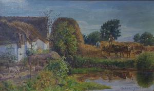 JENSEN Gabriel Oluf 1862-1930,Harvest scenery,1927,Bruun Rasmussen DK 2022-04-14