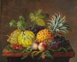 JENSEN I.L 1800-1856,Still life with fruits on a table,Bruun Rasmussen DK 2018-02-27