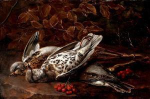 JENSEN I.L 1800-1856,Still life with thrushes and rowan berries,Bruun Rasmussen DK 2024-02-19