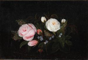JENSEN I.L 1800-1856,Still lige with pink and white roses,19th century,Bruun Rasmussen DK 2024-04-01