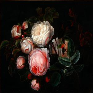 JENSEN I.L 1800-1856,White and pink roses,Bruun Rasmussen DK 2013-10-21