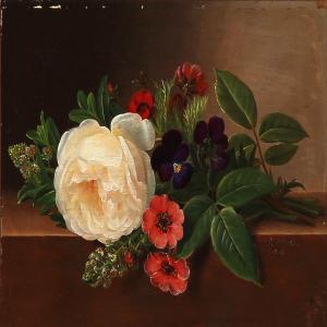 JENSEN Johan Laurentz 1800-1856,Flower bouquet on a window sill,1832,Bruun Rasmussen DK 2012-09-24