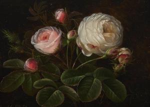 JENSEN Johan Laurentz 1800-1856,Pink and white roses,Bruun Rasmussen DK 2023-12-06