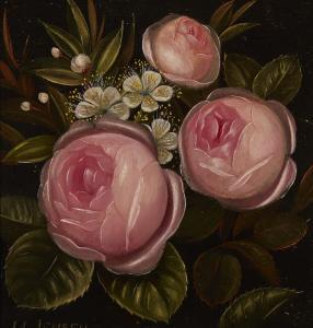 JENSEN Johan Laurentz 1800-1856,Pink roses and myrtles in bloom,Bruun Rasmussen DK 2023-12-06