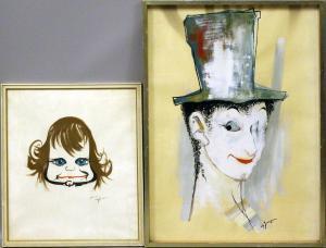 JENSEN Ole 1924-1977,Zwei karikierende Portraitarbeiten: Kind und Clown,Reiner Dannenberg 2021-12-09