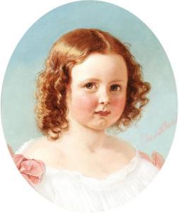 JERICHAU BAUMANN Anna Maria Elisabeth 1819-1881,Portrait of a small girl with aubur,Bruun Rasmussen 2024-03-11