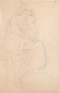 JERICHAU BAUMANN Anna Maria Elisabeth 1819-1881,Roman woman sitting with a small ch,Bruun Rasmussen 2024-03-11