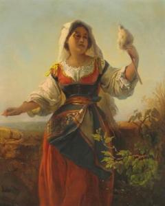 JERICHAU BAUMANN Anna Maria Elisabeth 1819-1881,Young woman from Sardinia dres,1880,Bruun Rasmussen 2019-01-21
