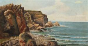 JERICHAU Harald 1851-1878,Coastal scene with large rocks,Bruun Rasmussen DK 2022-01-31