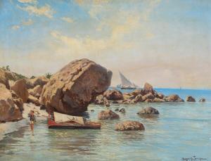 JERICHAU Holger Hvitfeldt 1861-1900,A view from the coast of Capri,Bruun Rasmussen DK 2024-02-05