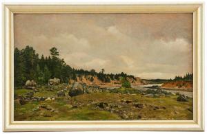 JERNBERG Olof August Andreas 1855-1935,Vy över landskap och flod,1875,Uppsala Auction SE 2022-01-18