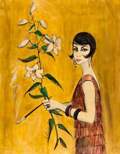 JERNIGAN BRAD 1900-1900,Flapper with Lilies,Swann Galleries US 2021-06-24