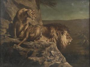 JEROME J.E,LIONS HUNTING AT TWILIGHT,Burchard US 2016-11-13