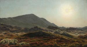 JESPERSEN Henrik Gamst 1853-1936,A view of a heath with heathered hills,Bruun Rasmussen 2023-01-23