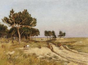 JETTEL Eugen 1845-1901,A Dune Landscape with Pine Trees in Cayeux,1892,Palais Dorotheum 2024-04-25