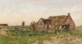 JETTEL Eugen 1845-1901,Farmhouses with a Windmill in the Background,1888,Palais Dorotheum 2021-06-07